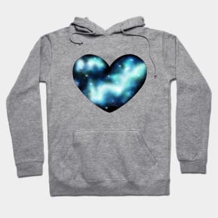 Blue Green Galaxy Heart Hoodie